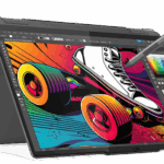 Lenovo Yoga 7 14-inch laptop in Storm Grey, featuring a 360-degree hinge, Intel Core processor, 16GB RAM, and 512GB SSD for versatile, high-performance use
