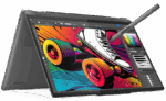 Lenovo Yoga 7 14-inch laptop in Storm Grey, featuring a 360-degree hinge, Intel Core processor, 16GB RAM, and 512GB SSD for versatile, high-performance use