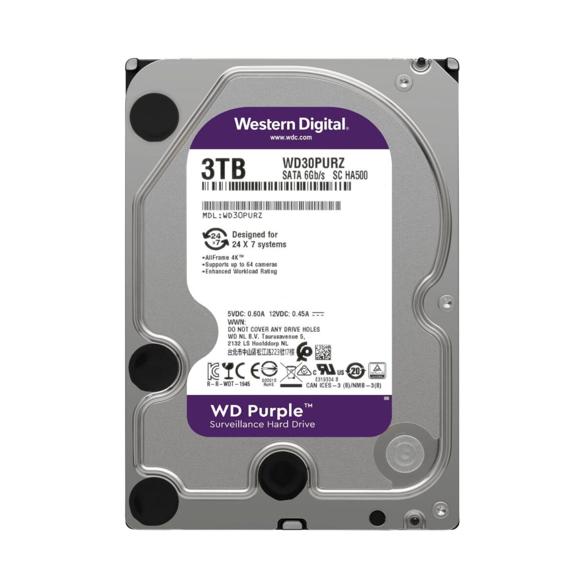 მყარი დისკი, Western Digital, 3TB, HDD,WD32PURU,3.5'',SATA3,WD - Image 1