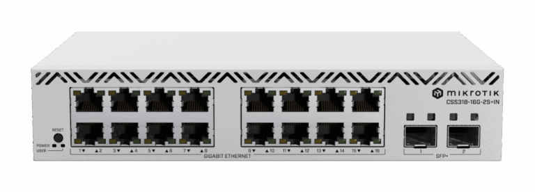 მართვადი სვიჩი MikroTik L2 16x Gigabit და 2x SFP+ პორტით